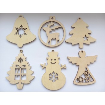 Sets of Christmas snowflakes and plywood decorations 4
