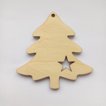 Christmas snowflake made of plywood Christmas tree with a star